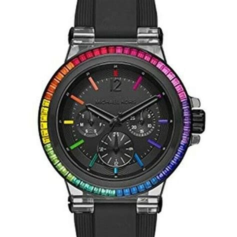 black michael kors watch with rainbow version|Michael Kors rainbow pave.